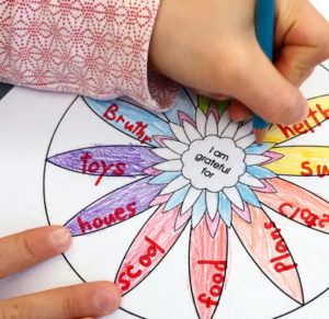 Child doing mindfulness activity in classroom
